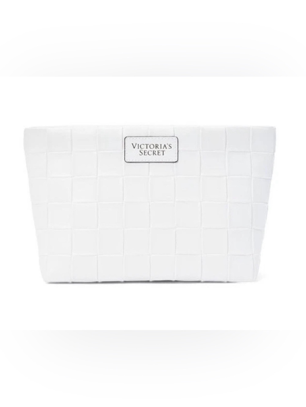 Victoria's Secret White Quilted Grid Cosmetic Case